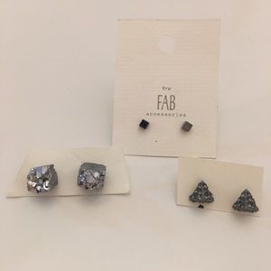 (Get 3) Rock Studs and jj + rr Toronto by Fab Accessories Metal Stud Earrings